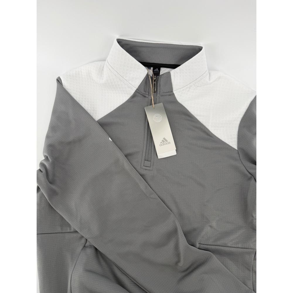 Adidas Primegreen 1/4 Zip Pullover Mens XS Grey White Colorblock Golf Top H51235
